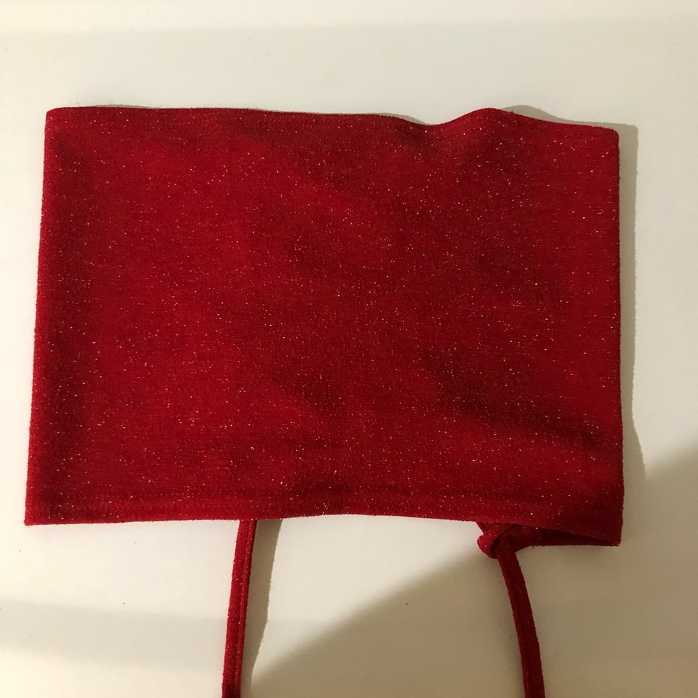 Red sparkly tube top.